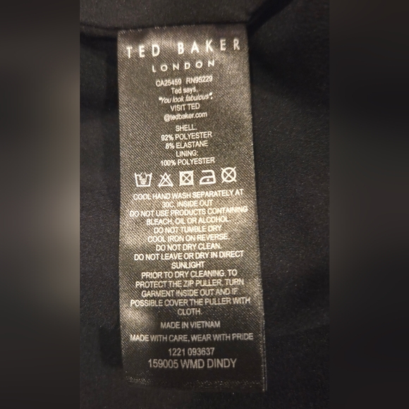 Ted Baker Black Dress with White Accents, Size 2 - Picture 16 of 16